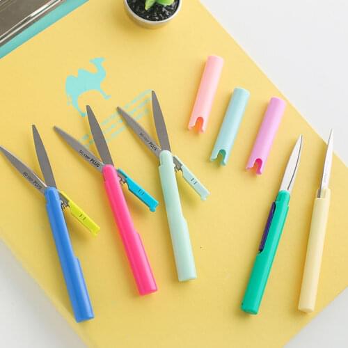 Plus Fitcut Curve Twiggy Scissor Multi Color Portable Sized Auto Lock Folding Scissors Paper Cutter for Diary Office School F572