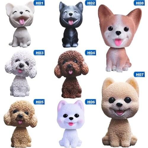 Husky Teddy Pomeranian Car Shake Head Dog Ornaments Cute Nodding Decoration Gift For Car Interior Home Room Auto Accessories