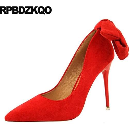 Ultra Green Super Red Stiletto 2021 Pointed Toe Thin Size 4 34 Slip On Scarpin Pumps Extreme Cheap Suede Ladies High Heels Shoes