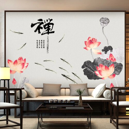 Vintage Lotus Wall Sticker Flower Teenager Living Room Bathroom Bedroom Wall Decor Aesthetic on The Wall Wallpaper