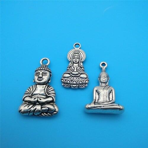Vintage Silver Mixed Guanyin And Buddha Charms Pendant For Jewelry Making Findings Bracelets Handmade Accessories DIY Gift Z1035