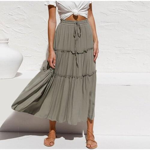 Womens High Waist Slim Cotton and Linen Skirt 2021 Spring Summer New European Style Solid Color Simple Pleated Irregular Skirt