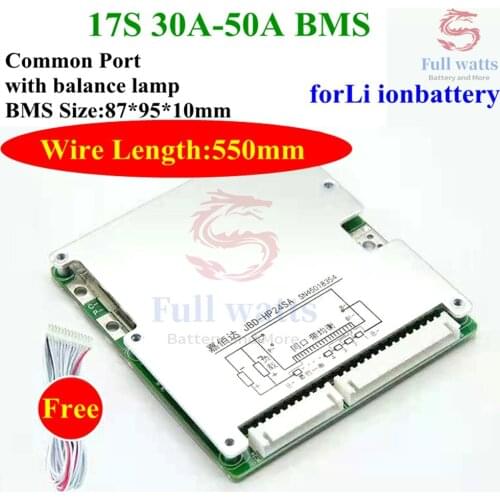 17S 60V BMS 30A 40A 50A lithium battery protection board with balance lamp for scooter ebike solar energy Battery