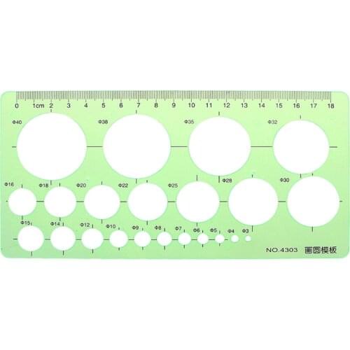 Green Plastic Circles Geometric Template Ruler Stencil Measuring Tool Students High Quality
