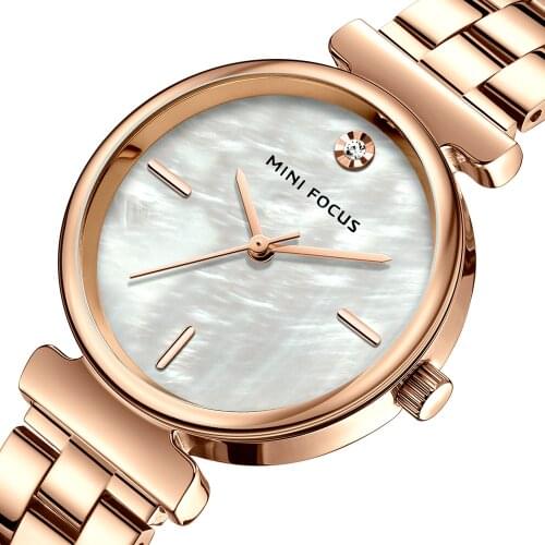 MINI FOCUS Women Watches Waterproof Rose Gold Stainless Steel Strap Dress Brand Luxury Fashion Casual Quartz Ladies WristWatches