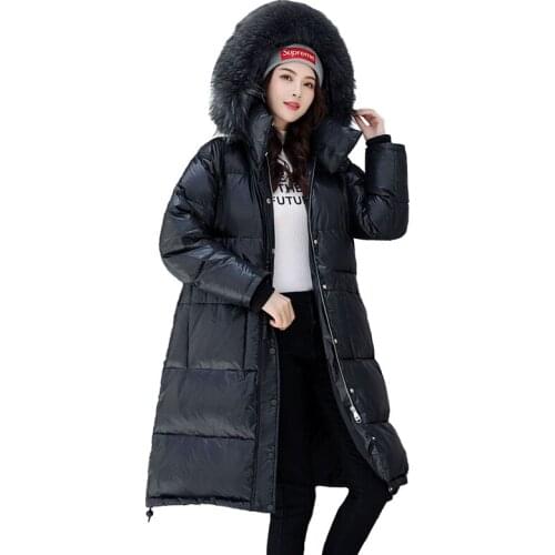 Winter womens Parkas 2019 New Black White duck down jacket Plus size Student hoodies Thick Windproof Warm Down Long Coats G632