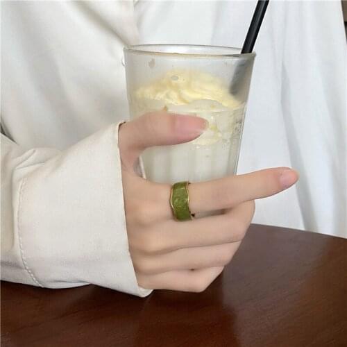 Korean Temperament Simple Retro Enamel Ring Personality Design Girl Index Finger Ring Modern Women Jewelry