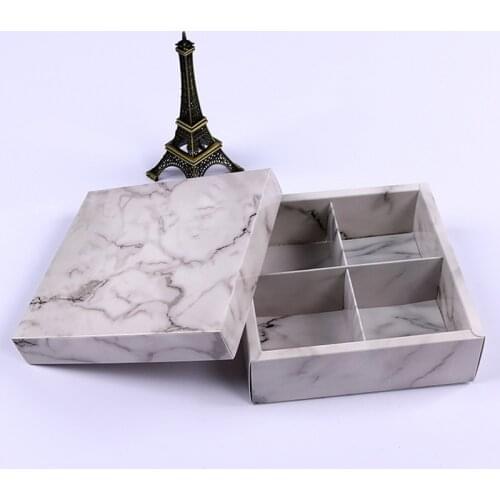 1Pc Marble Pattern Vintage Wedding Candy Box 4 Layer Kraft Paper Gift Mooncake Egg Cake Nougat Biscuit Box Baking Cookie Bag