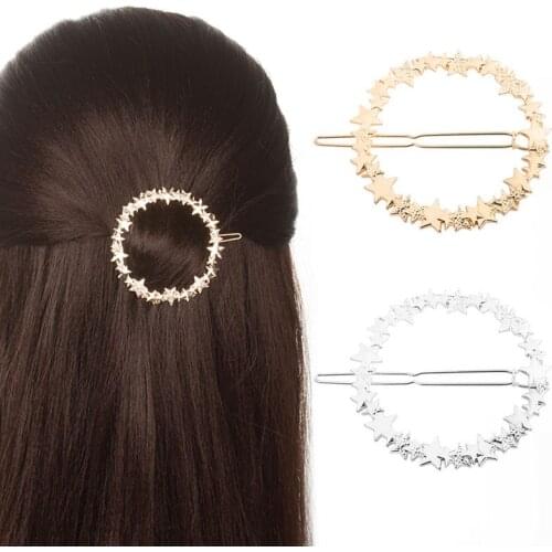 1 Pc Fashion Hollow Metal Star Hairpin Golden Silver Color for Women Girls Hair Clips Barrettes Hair Decorations Accessories