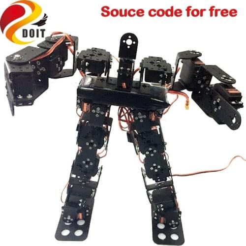 17DOF Biped Robotic Educational Robot Humanoid Robot Kit Servo Bracket Ball Bearing Black Free Send Source Code
