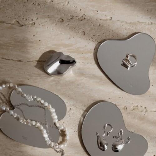 3pcs Mirror Acrylic Coaster Cup Mat Tea Coffee Mug Pad Table Decoration Living Room Irregular Jewelry Storage Tray