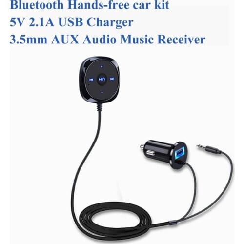 Kebidu A2DP 3.5mm Car Kit Bluetooth Music Receiver Adapter Handsfree MP3 AUX Audio Magnetic Base USB Charger For iphone Android