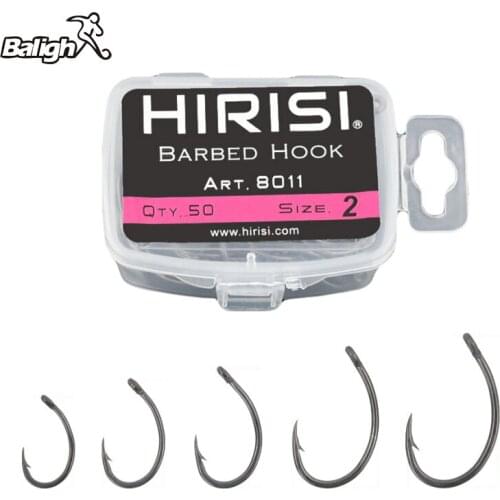 Balight 50 Pcs/lot Sea Offset Hook 2# 4# 6# 8# 10# Carp Fishing Hook Set Steel Wide Belly Crank Single Barbed Hooks Boxed