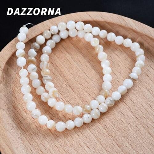 White Round Natural Shell Stone Beads Charm 4/5/6mm Loose Spacer Beads For Jewelry Making DIY Bracelet Necklace Accessories