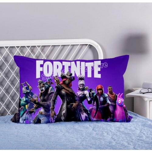 Fortnite Pillowcase Anime Fortnight Pillow Case Cartoon Figure Printed Short Plush Pillow Cover for Kid Room Decor Birthday Gift