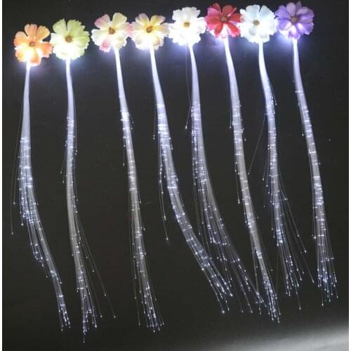 Christmas Xmas Flower Led Party White Hair Clip Light-Emitting Fiber Wire Hairpin Luminous Braids Styling Tool Headwear