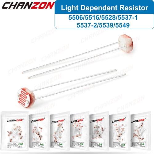 20 Pieces Photoresistor Ldr Cds Arduino Photo Resistor 5516 5528 5506 5539 5549 5537 5mm Light Dependent Photocell Resistors