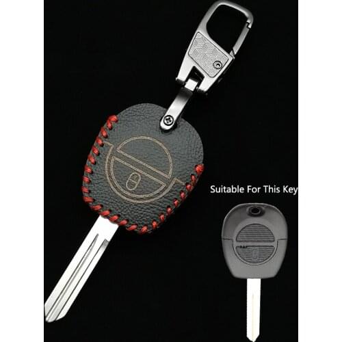 Hot Sale Leather Car Key Case Fob Cover For Nissan Micra Almera Primera X-Trail 2 Buttons Remote Keychain Key Ring Wallet