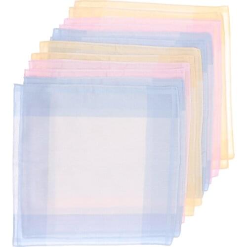 A Dozen Cotton Handkerchiefs Square Classic Check Pattern Hankie