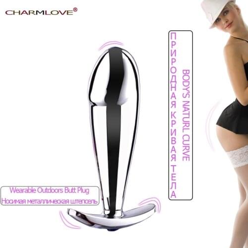 Metal Anal Vaginal Plug with Diamond Steel Penis Glans Butt Plug for Women Wearing All Day Sex Toys Beginner Adult Sex Plug