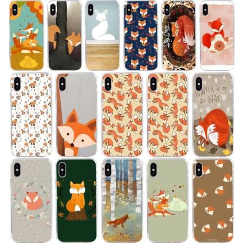 258H Cute Fox In Autumn leaves forest Soft Silicone Tpu Cover phone Case for iphone 5 5s se X XR XS Max case