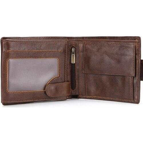 Genuine Leather Wallet Men with Coin Pocket Vintage Short Purse For Male Carteira Masculina Card Holder Zipper Money Bag