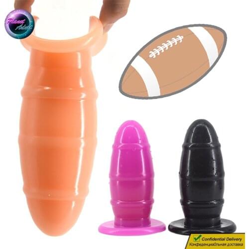 Football Anal Plug PVC Dildo Masturbator Pussy Vagina Prostate Sexual Massager w/ Suction Cup Adult Sex Toys for Women Gay Men