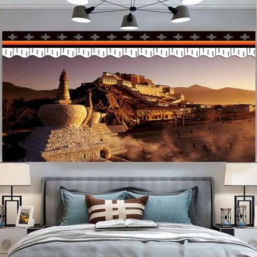 Tibetan ethnic style wall cloth Potala Palace background Braza landscape cultural tapestry wall covering