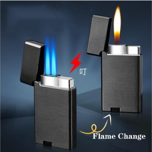 New clear loud voice lighter: gas filled, double direct impact, blue jet flame open flame machine change ignition