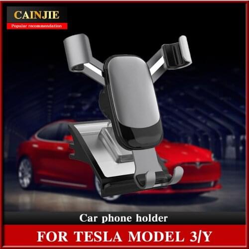 New 2021 For Tesla Model 3 Y Car Accessories Mount Fixed Clip Safety Cell Phone Holder Stand Model Three Interior