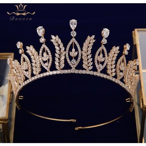New Gold Sparkling Zircon Plated Crystal Wedding Hair Accessories Brides Tiaras Crowns Headpieces Evening Hair Jewelry