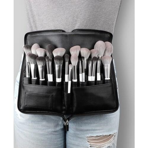 24 Slots Portable Travel Women Makeup Brushes Multi-function PU Leather Cosmetic Handbag Belt For Professional Makeup Artist