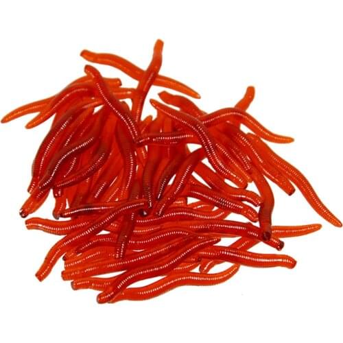 50pcs/lot 3.5cm Lifelike Fishy Smell Red Soft Lure Fishing Simulation Earthworm red Worms Artificial Fishing Lure Tackle