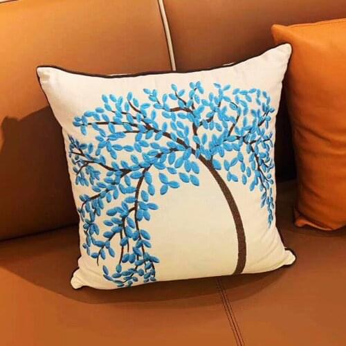 3 Colors Modern Embroidery Plant Luxury Decorative Pillow Case Sofa Bedding Canvas Sofa Chair Cushion Cover 45x45cm 1pc/lot