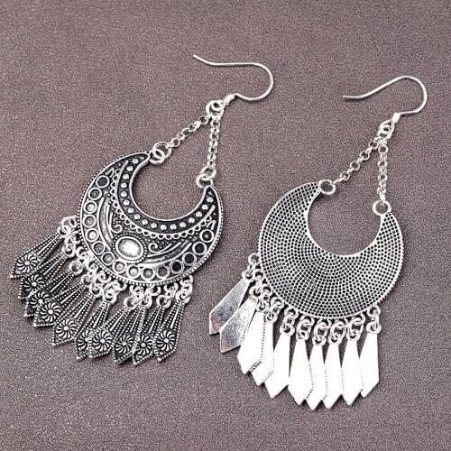 Hand Made Vintage Statement Long Drop Dangle Tassel Earrings Bohemian Ethnic Style Jewelry Earrings