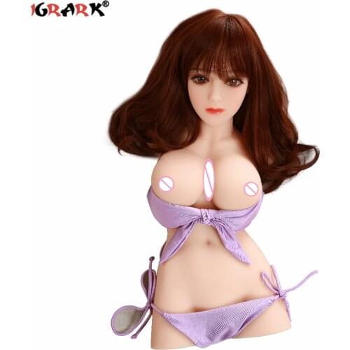 Sexy Big Breast Silicone Sexdoll with Head Hair Realistic Vagina Anal Erotic Adult Sex Toys For Men Male Masturbation Soft Stick