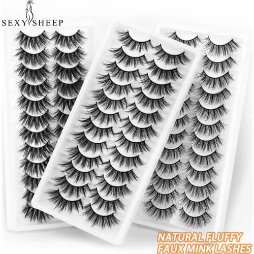 SEXYSHEEP 5/12 Pairs 3D Mink Lashes Natural False Eyelashes Fake Lashes Long Eyelash Extension Faux Mink Eyelashes For Beauty