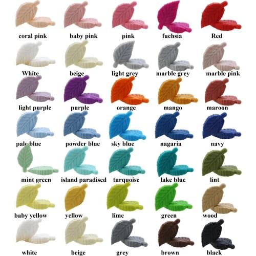 Silicone Leaf wrist pendants 5pcs BPA Free Silicone Beads Cartoon Leaves Teething Bead DIY Teething Necklace Pacifier Chain