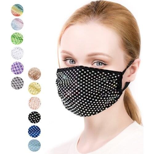 Rhinestone Mask Women Diamond Crytal Decoration Face Mask Fashion Sexy Glitter Mesh Net Party Show Mouth Masks For Wedding Party