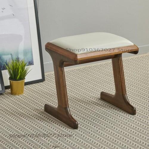 Nordic Solid Wood Dressing And Makeup Stool Modern Minimalist Solid Wood Soft Bag Low Stool Leather Stool Shoe Stool