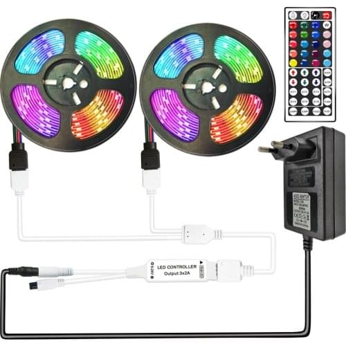 RGB LED Strips 5 m 10 m LED Lights for room 20 m 15 m 12v LED Lights RGB Diode Tape Flexible Ribbon Lamp power adapter