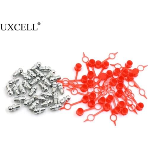 Uxcell 5-30 Set M6 Iron Zinc Hydraulic Grease Nipple Fittings Straight/45/90 Degree Angle Grease Nipple Fittings With Dust Cap