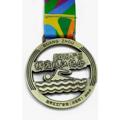 Custom Swimming Medal with Plating Bronze Color Medal Athletic Competition Medal Hollow Out Design