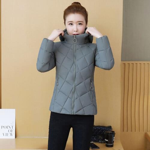 Cotton-padded female short 2019 new winter coat short cotton-padded jacket large size slim hooded cotton-padded jacket parka