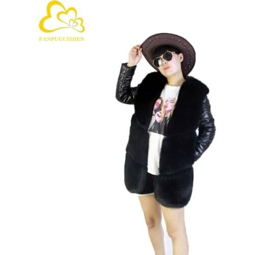 Women Winter Warm Fake Fox Fur Coat Long Removable Sleeve Female Thick Faux Fur Coat Casual Lady Jacket