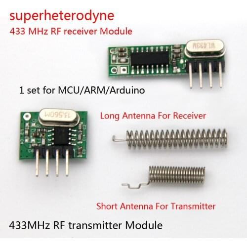 1Set superheterodyne 433Mhz RF transmitter and receiver Module kit small size For Arduino uno Diy kits 433mhz remote controls