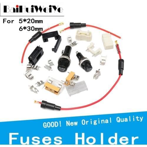 10PCS/lot Glass Tube Fuse Holder Quick Blow Durable Fuse with Wire Screw Cap Case 5x20mm 6x30mm 5*20MM 6*30MM Insurance
