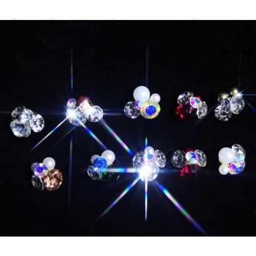 10pcs/bag Nail Charms Alloy Pearl Diamonds 3D Nail Art Decorations Shiny Mix Crystal Jewelry 10-Designs Manicure DIY Rhinestones