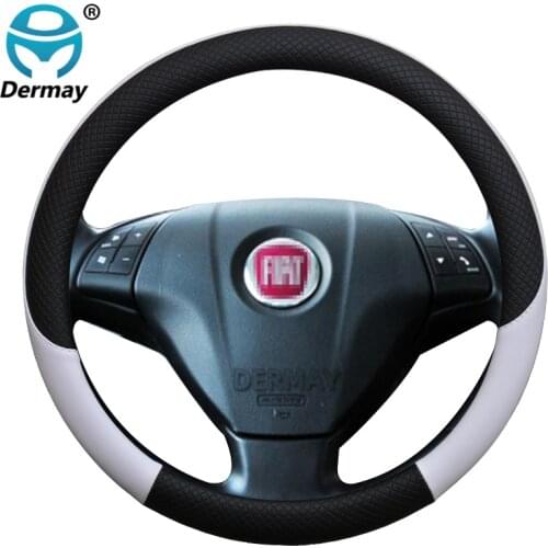 100% DERMAY Brand Leather Car Steering Wheel Cover Anti-slip for Fiat Bravo 1 2 I II Van Auto Accessories