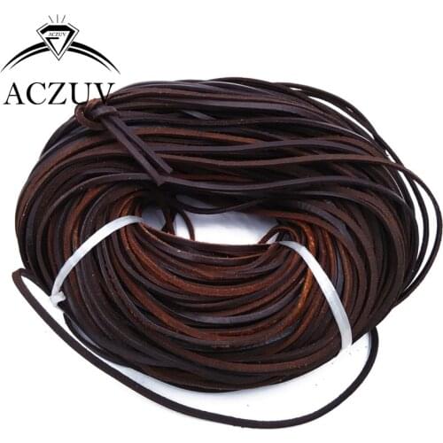 100m 3mm Wide about 2.5mm Thick Dark Brown Black Coffe Original Color Real Leather Cord Natural Leather Rope for Jewelry Making